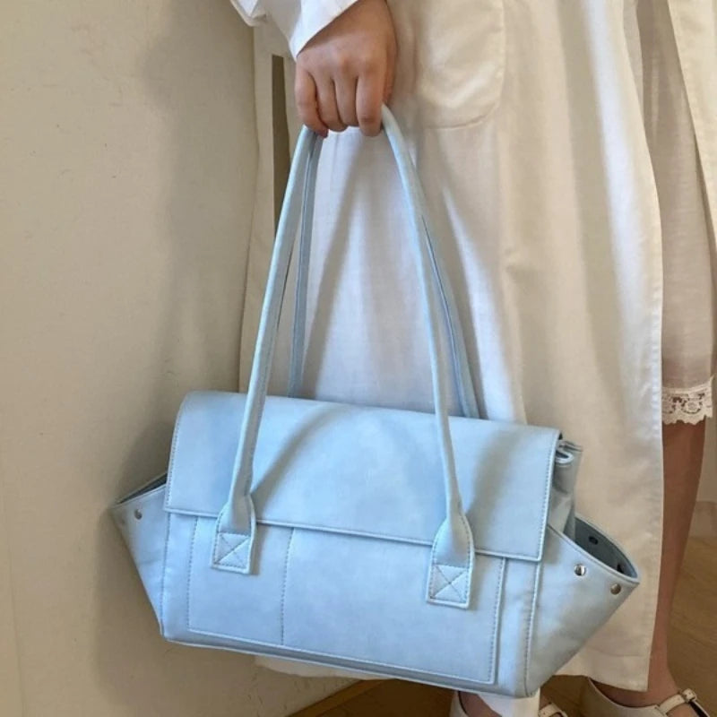 Korean Style Niche High Quality PU Wing Shoulder Bag Large Capacity Messenger Bag for Women Commute Hand Tote Underarm Bag