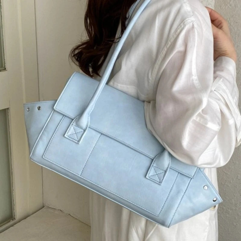 Korean Style Niche High Quality PU Wing Shoulder Bag Large Capacity Messenger Bag for Women Commute Hand Tote Underarm Bag
